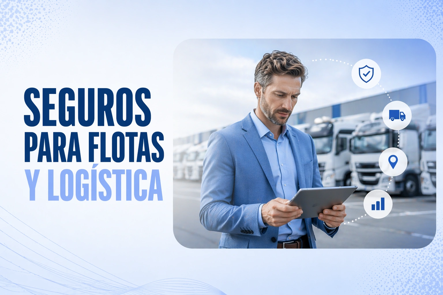 Vehículos de flota circulando por una autopista, representando seguros para empresas y logística.